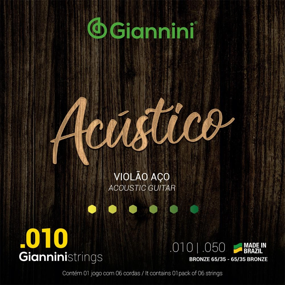 Imagem do produto Encordoamento Para Violão Aço Giannini 010 Bronze 65/35 GESWAM
